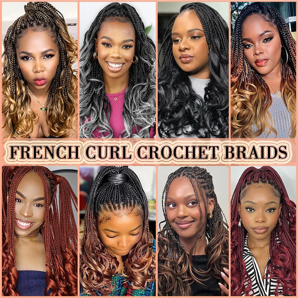 Tresses synthétiques au crochet de 14 pouces pour cheveux bouclés français, tresses en boîte de bouc