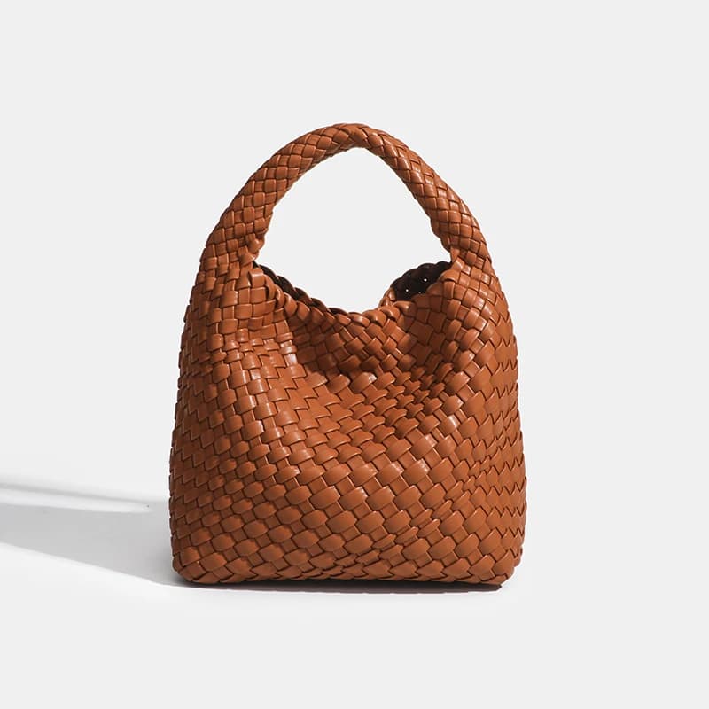 Sac seau tissé à la main pour femme, sac à main de créateur, PU, petite taille, haute qualité, luxe,