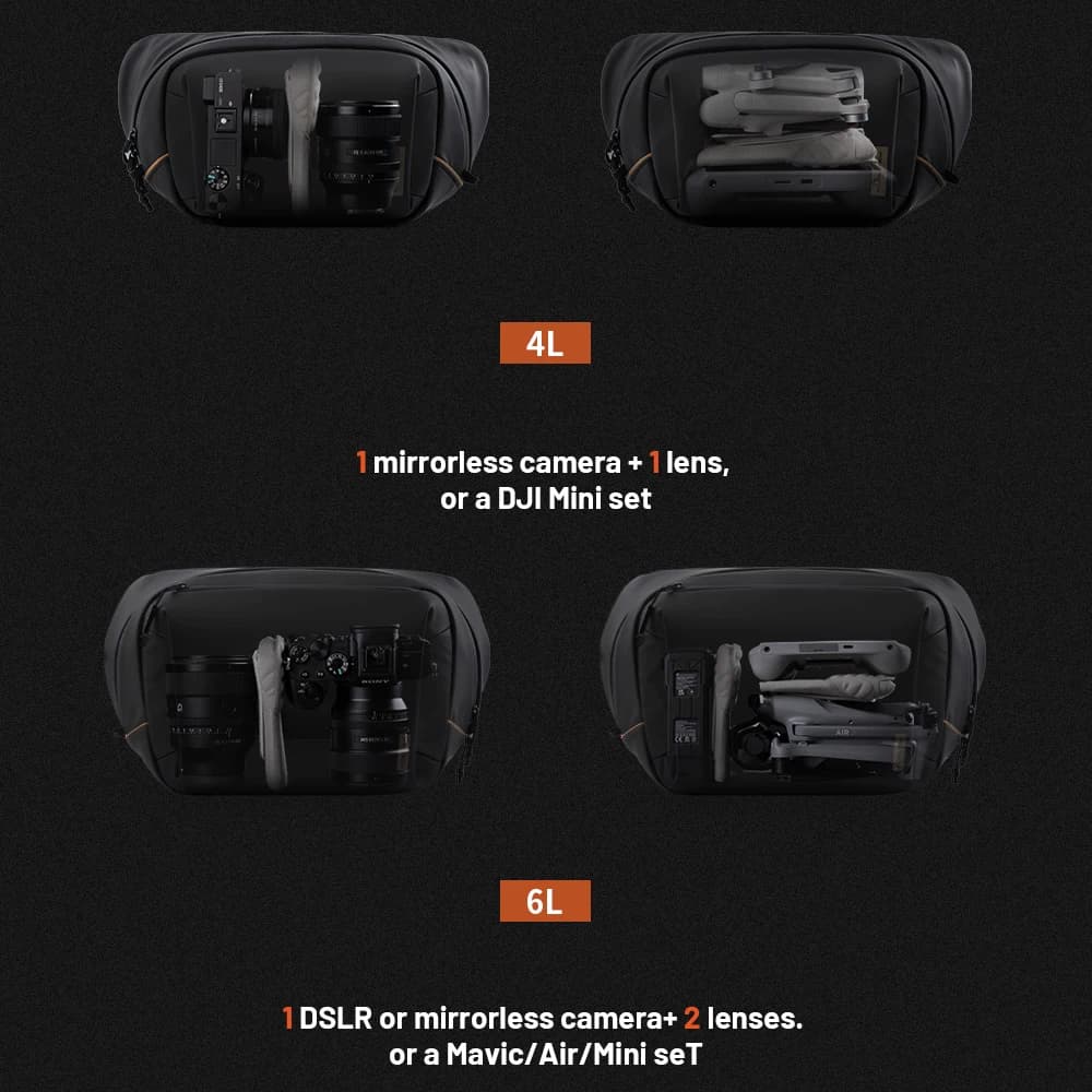 PGYTECH OneGo Solo V2 sac pour appareil photo 4L 6L 10L bandoulière sac à bandoulière sac de voyage 