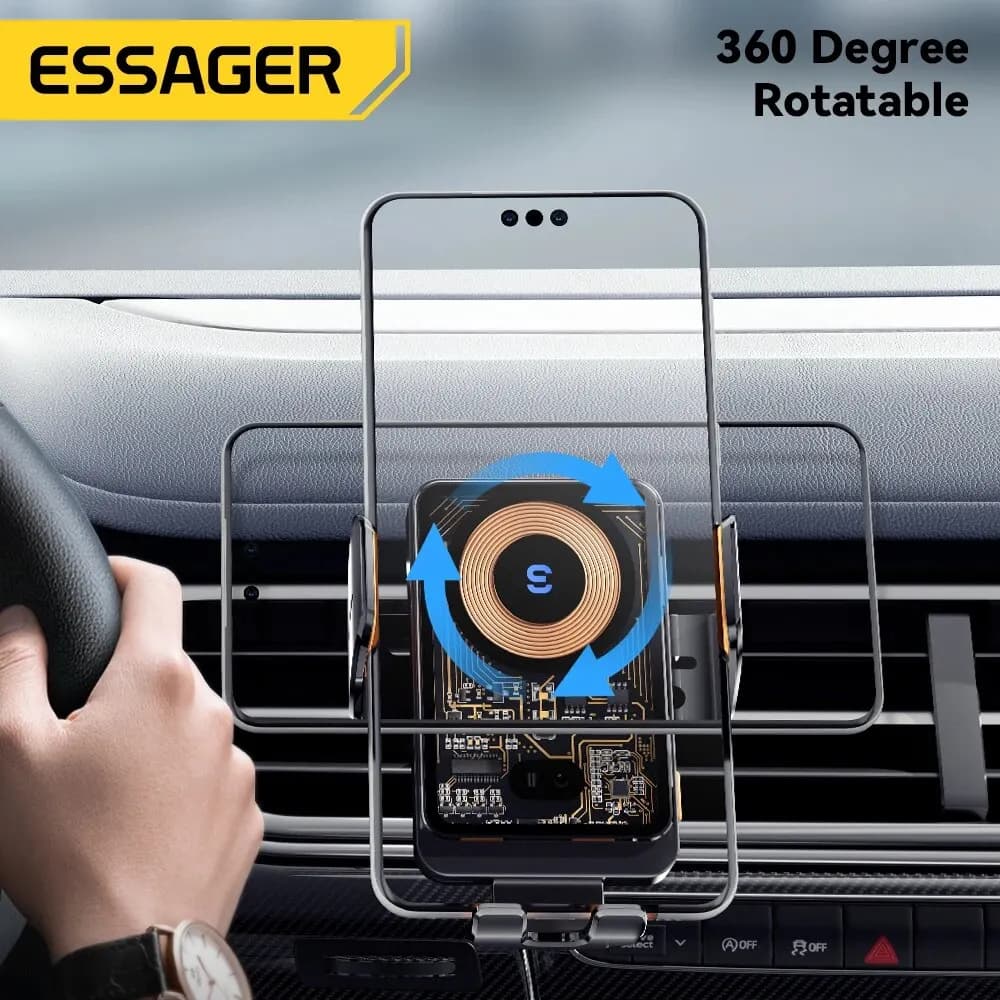 Essager-Chargeur sans fil Qi pour voiture, support de téléphone portable, support de montage sur gri