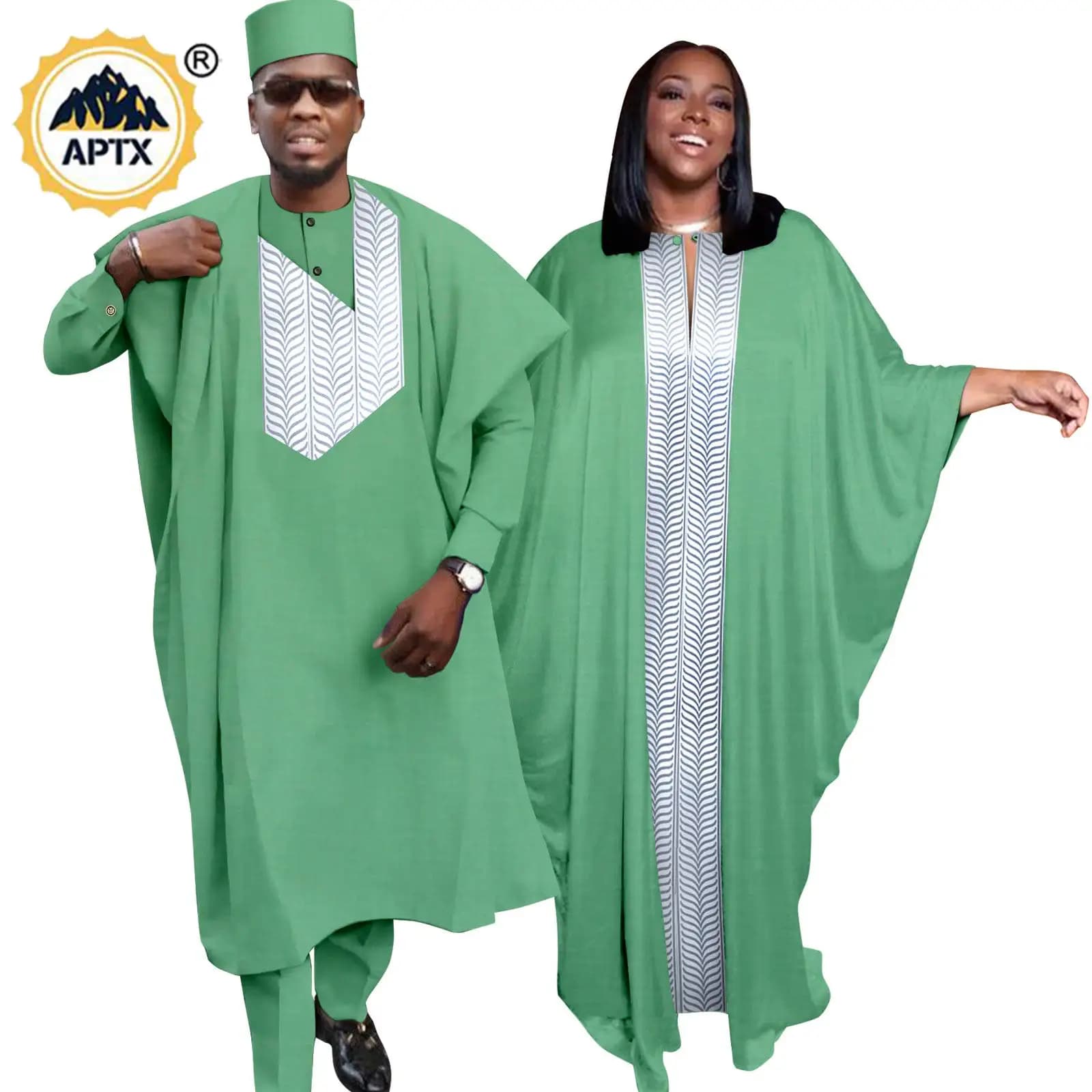 Abaya-Robes Africaines pour Femmes et Hommes, Tenues Assorties, Robes Musulmanes, Ensembles Haut et 