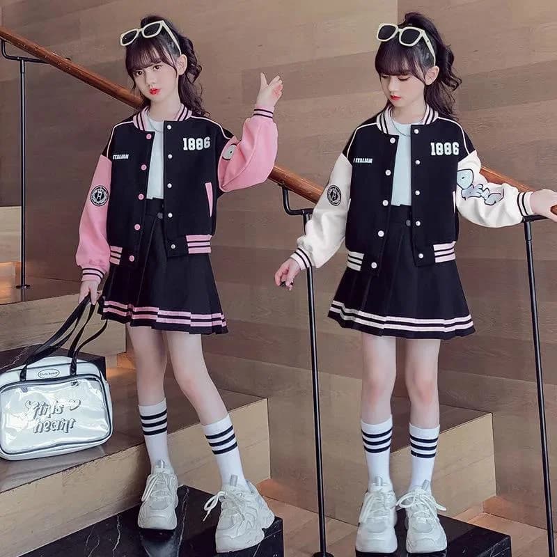 Ensembles de vêtements de mode pour filles, costume de sport de Baseball pour enfants, veste pour en