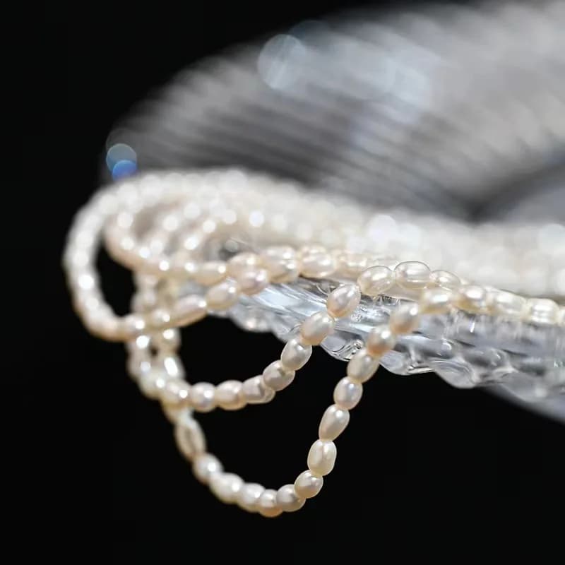 Dainashi 925 argent Sterling 2.5-3.5mm forme de riz colliers de perles d'eau douce 40cm de longueur 
