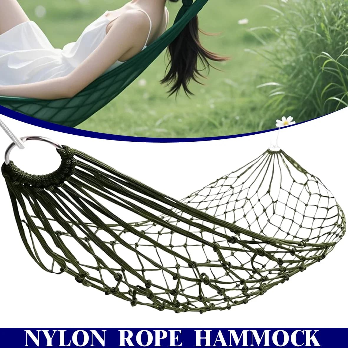 Hamac Portable en corde de Nylon épaisse pour jardin et extérieur, hamac en maille d'intérieur, chai