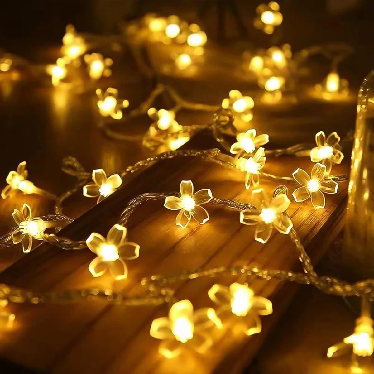 Guirlande lumineuse féerique à piles, 1 pièce, 10/20/30/40 LED, lumières en fleurs de cerisier pour 