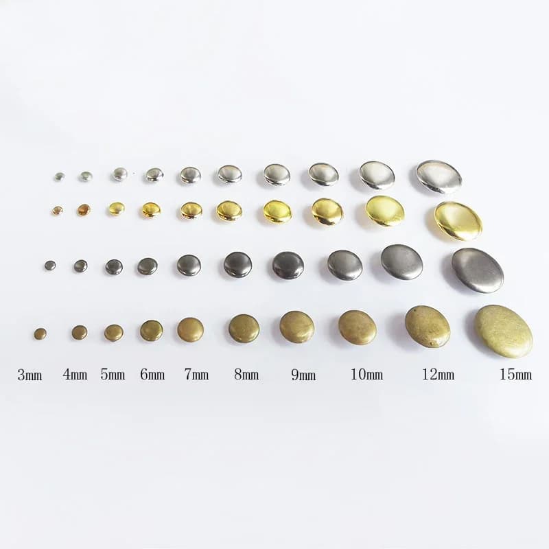 100 ensembles de Rivets à capuchon unique en métal de 3mm ~ 10mm, goujons ronds pour bricolage, sac 