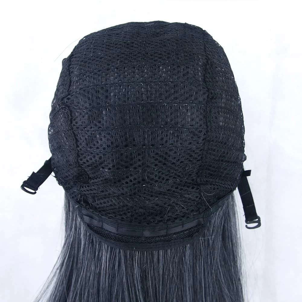 Soowee cheveux synthétiques longs blanc violet Cosplay perruques fête cheveux noirs perruque droite 