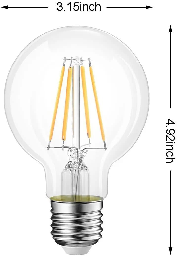 Ampoule à Filament G80 LED E27 220V 4W 6W 8W 10W 12W 2700, ampoule Edison claire, marron clair ambre