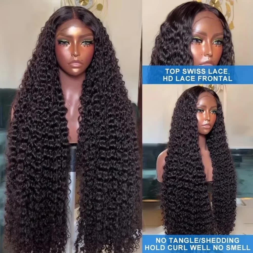 250% densité Jerry bouclés vague 13x6 perruques de cheveux humains 13x4 HD Transparent dentelle fron