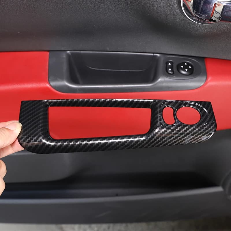 Boîte de rangement pour interrupteur de réglage du rétroviseur de voiture en ABS imitation carbone p