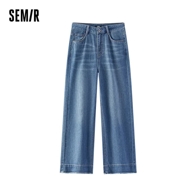Jean pour femme Semir, coupe large, ourlet brut, longueur cheville, style urbain décontracté, doux e