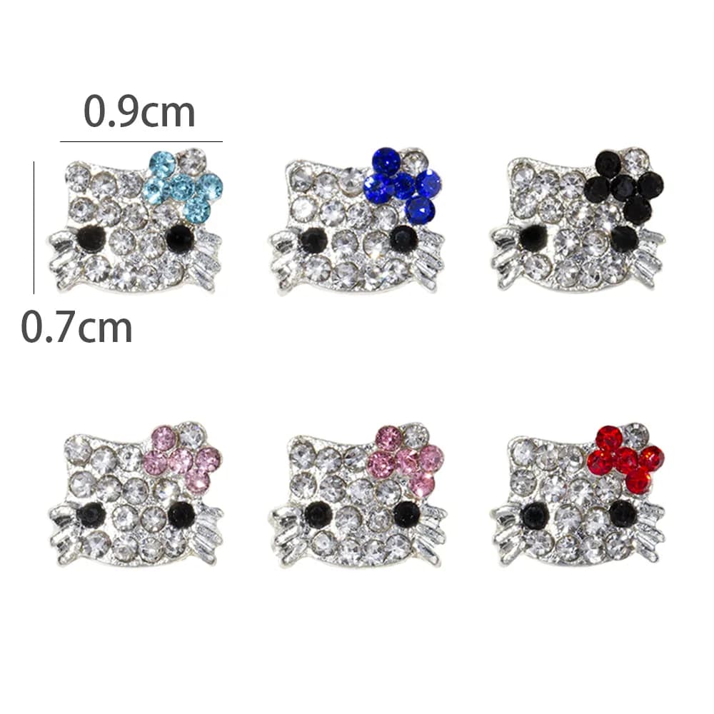 Breloques pour ongles Hello Kitty, en alliage 3D Sanrio, bijoux complets en diamant, strass, gemmes 