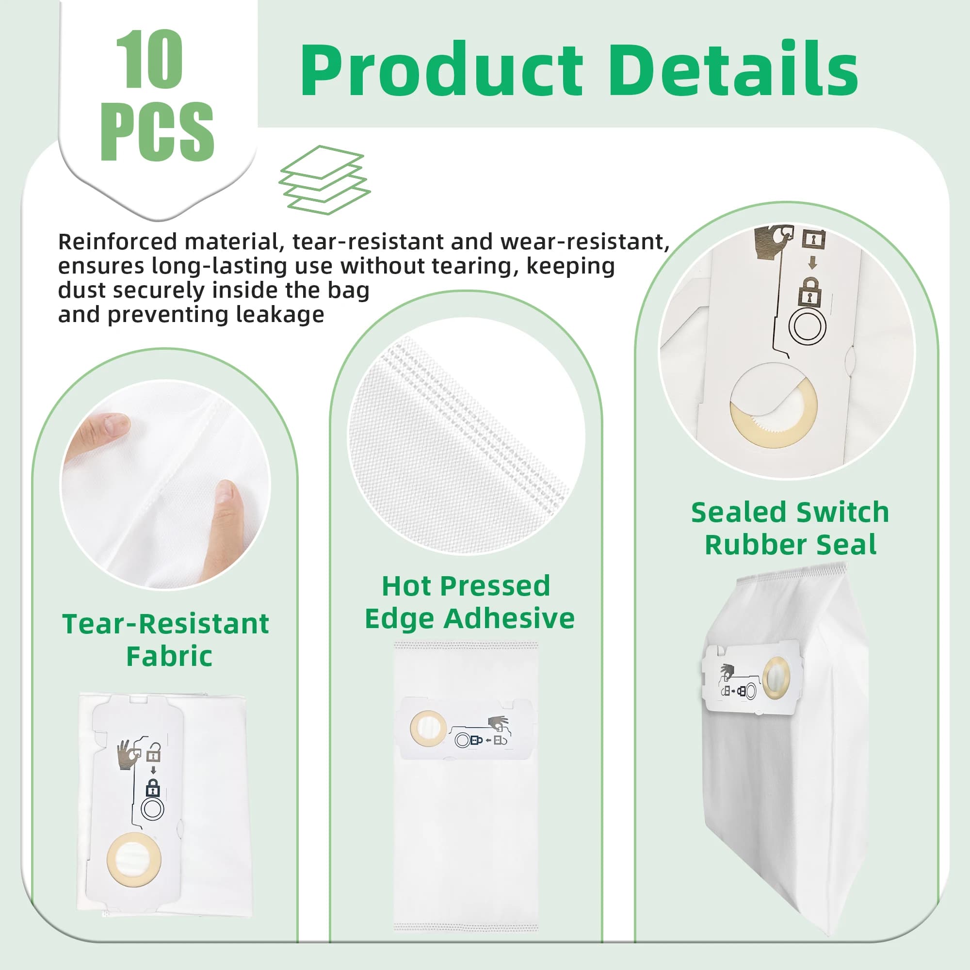 Paquet de 10 pour sac d'aspirateur Festool 204308 CT compatible avec Festool CT MINI, CT MINI I, CT 