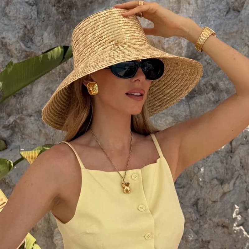 Chapeau d'été en paille, élégant style français, pour femmes, voyage en bord de mer, chapeau de sole