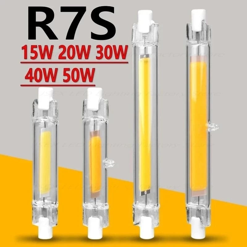 Ampoule LED COB à tube de verre R7S, lampe à maïs haute puissance, 78mm, 118mm, J78, J118, remplacer