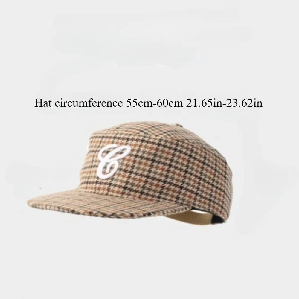 Casquette vintage à dessus plat, à carreaux, avec broderie de lettres, imprimé léopard, casquette de