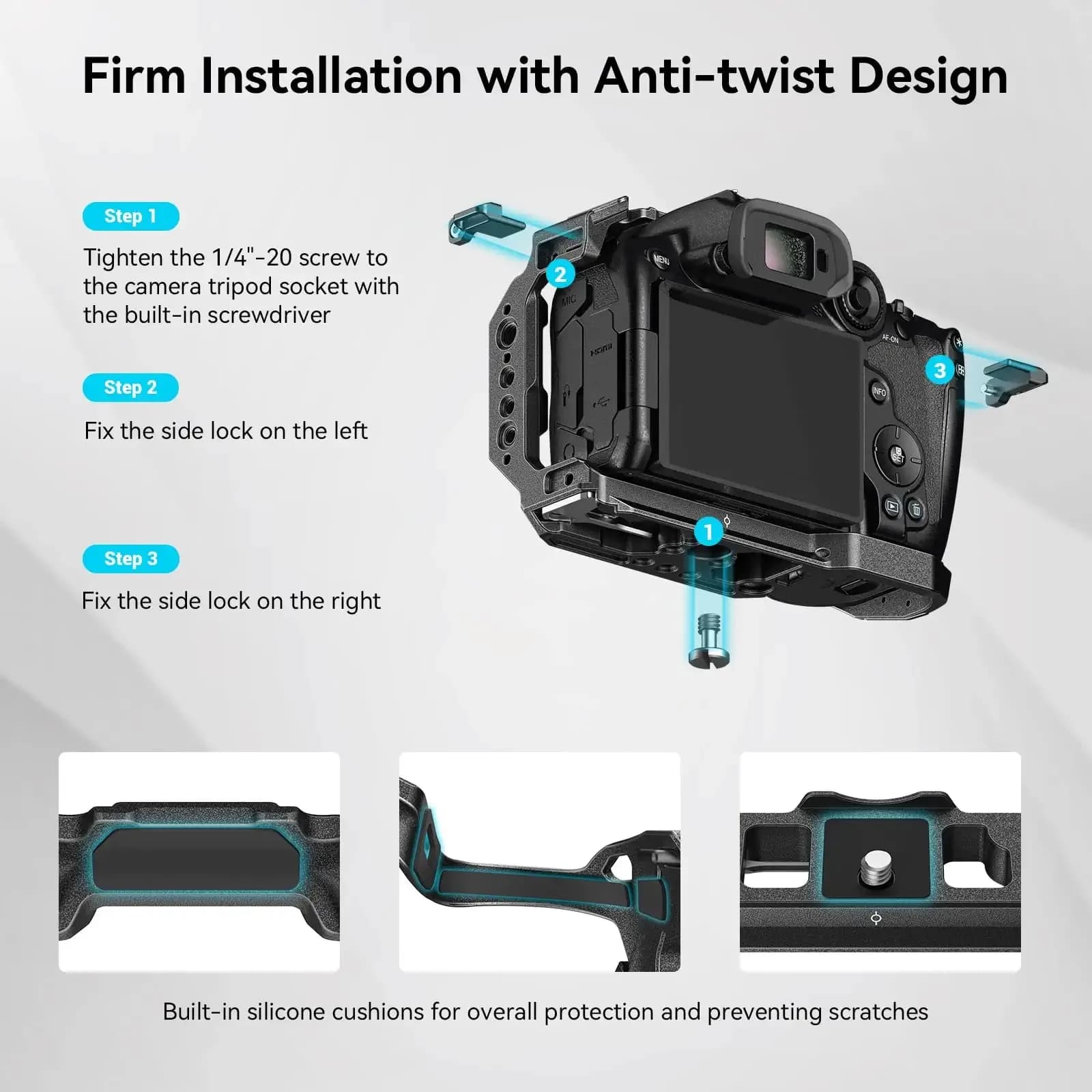 SmallRig – Cage de caméra pour Canon EOS R7 R10, avec support de plaque à dégagement rapide arca-swi