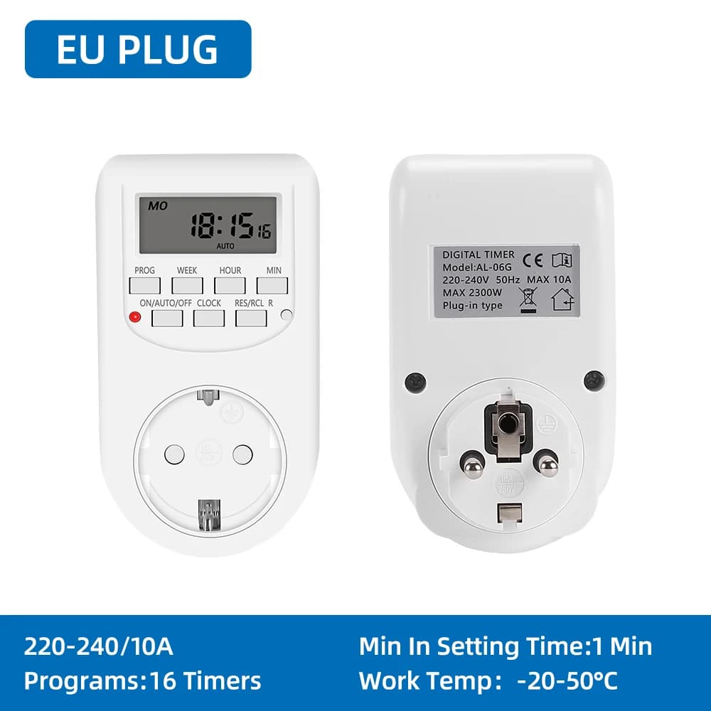 Minuterie numérique programmable électronique, minuterie hebdomadaire, prise de courant, appareil de