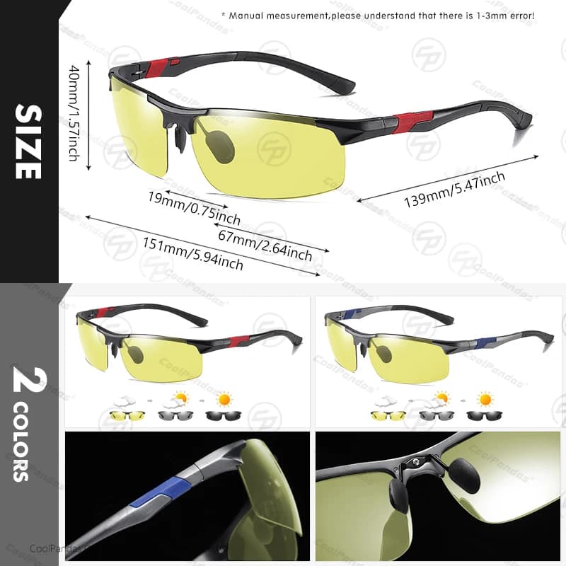 Lunettes de soleil photochromiques en aluminium pour hommes, anti-absorbe ouissement, vision jour et