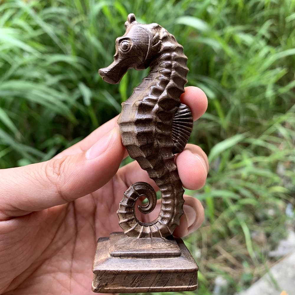 3. Ornement décoratif en bois en forme de hippocampe de 8 pouces, artisanat en bois massif sur le th