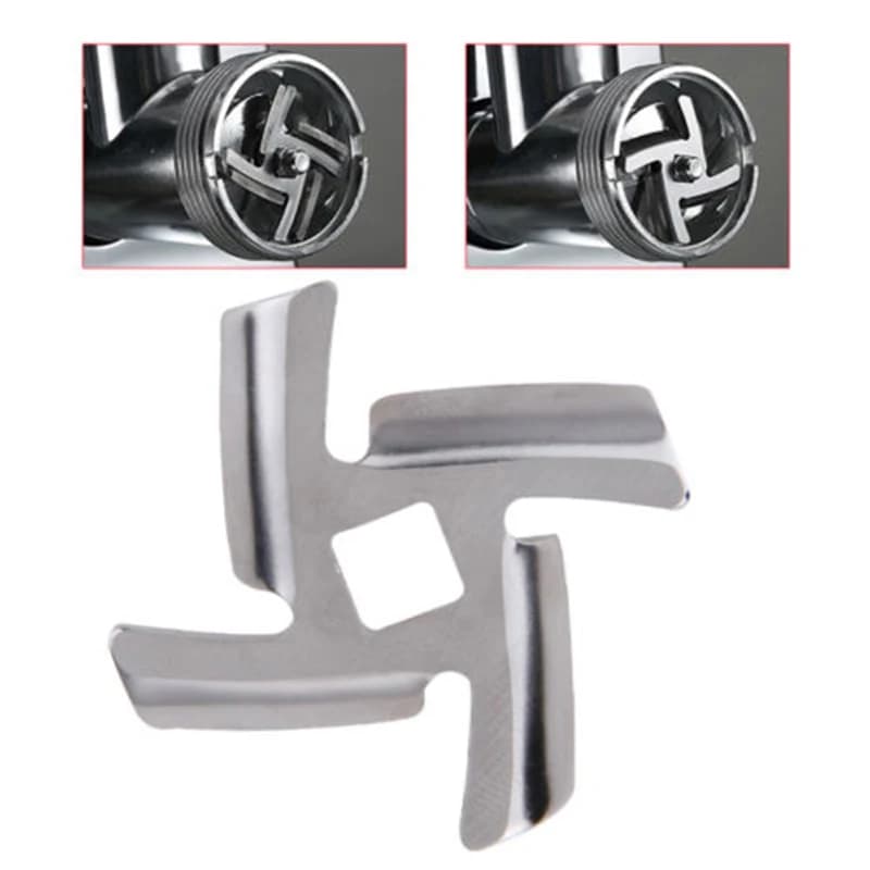 Couteaux de hachoir à viande en acier inoxydable, alésage de 8mm, 4 lames, trou carré, pièces de hac