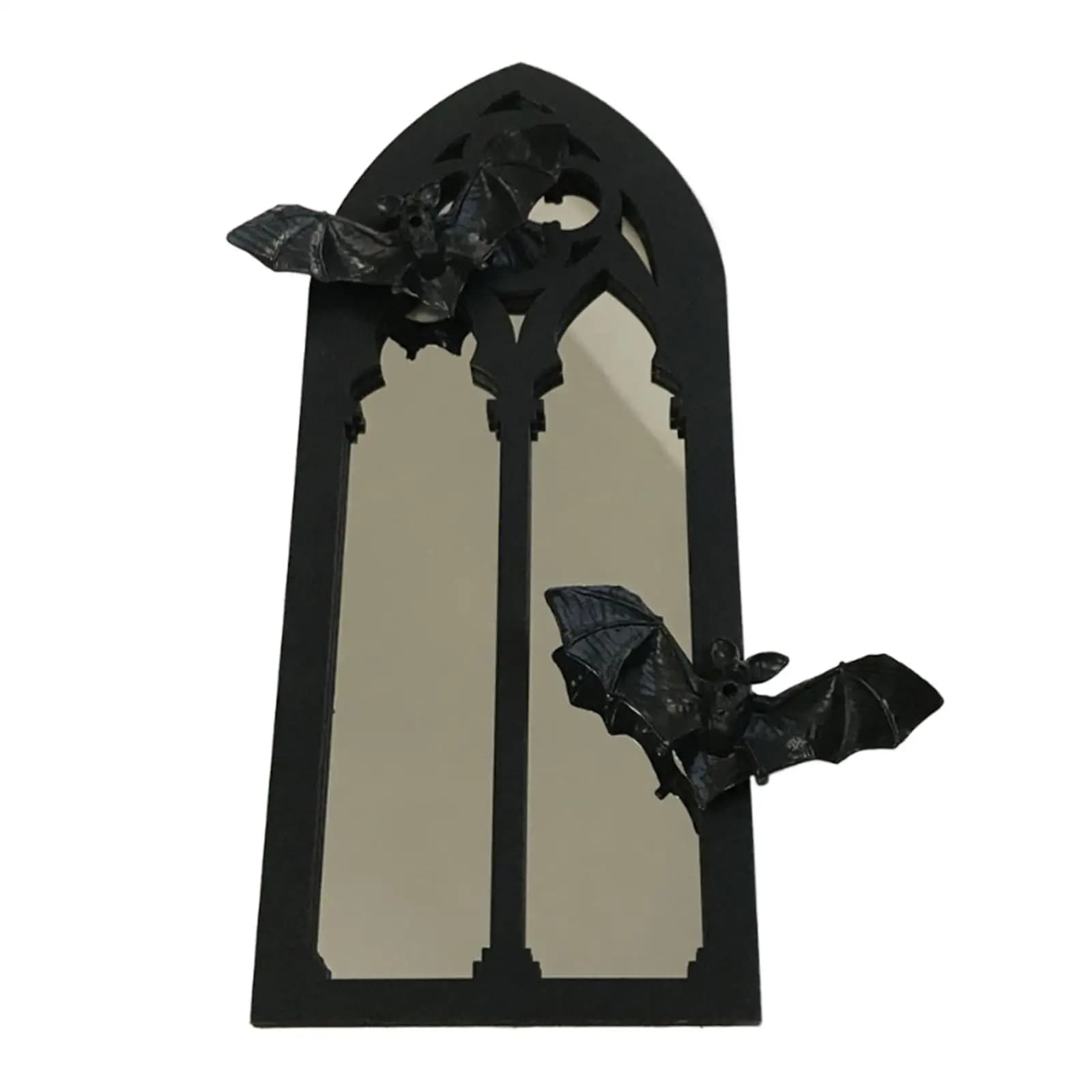 Miroir mural en arc gothique, miroir mural chauve-souris, Accent en bois, Style Vintage effrayant po