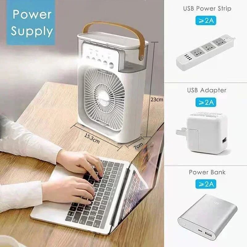 Ventilateur portable 3 en 1, climatiseur, mini refroidisseur d'air, veilleuse LED, humidificateur, r