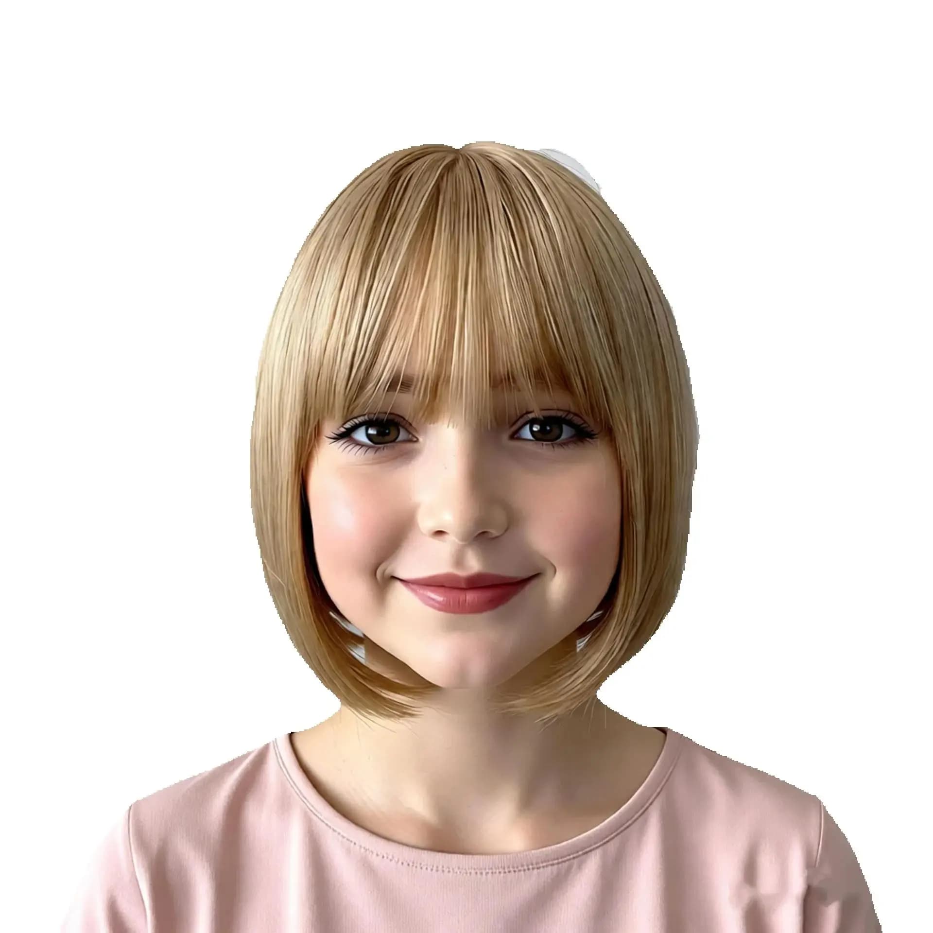 Perruque beige pour petite fille, coiffe dorée pour enfants, élastique, coiffure blonde pour enfants