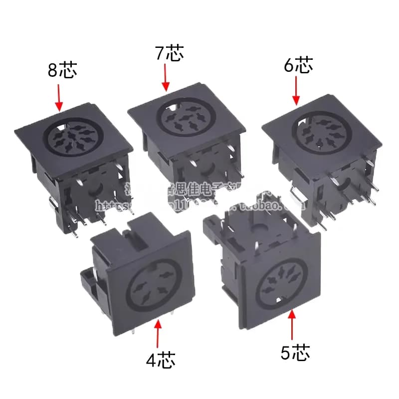 Mini connecteur de prise femelle DIN, 3 broches, 4 broches, 5 broches, 6 broches, 7 broches, 8 broch
