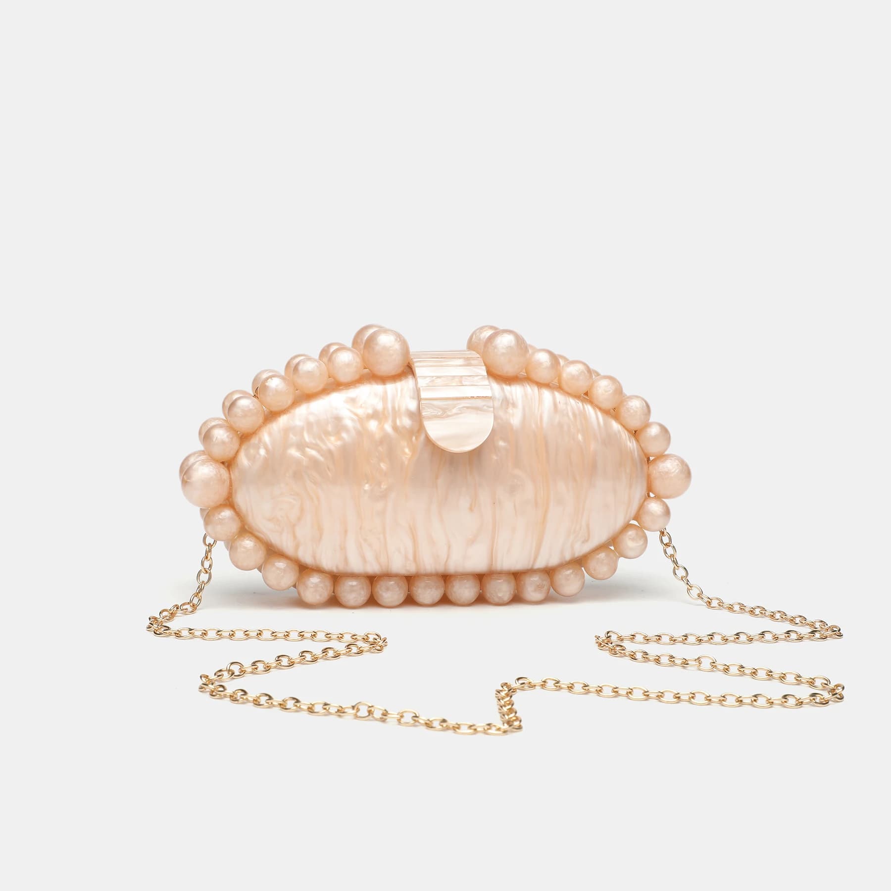 Sac de soirée de luxe 2025 avec chaîne perlée dorée, sac en acrylique en forme de gâteau pour femme,