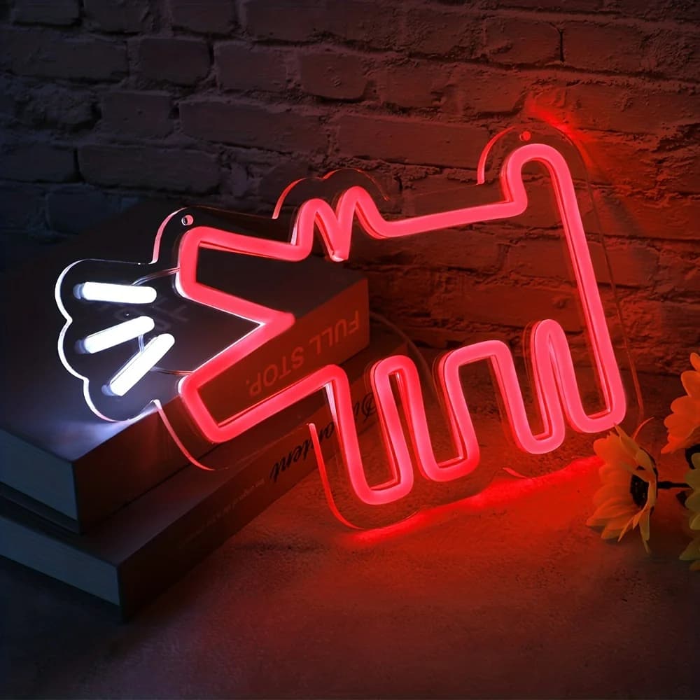 Signe Néon LED pour Chiot Aboyant, Décoration d'Animalerie avec Lumière, Cadeau Personnalisé pour An