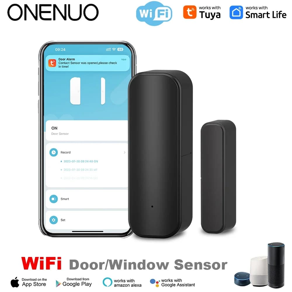 Capteur de porte fenêtre WiFi ou ZigBee, pour maison intelligente, sans fil, détecteur d'ouverture e