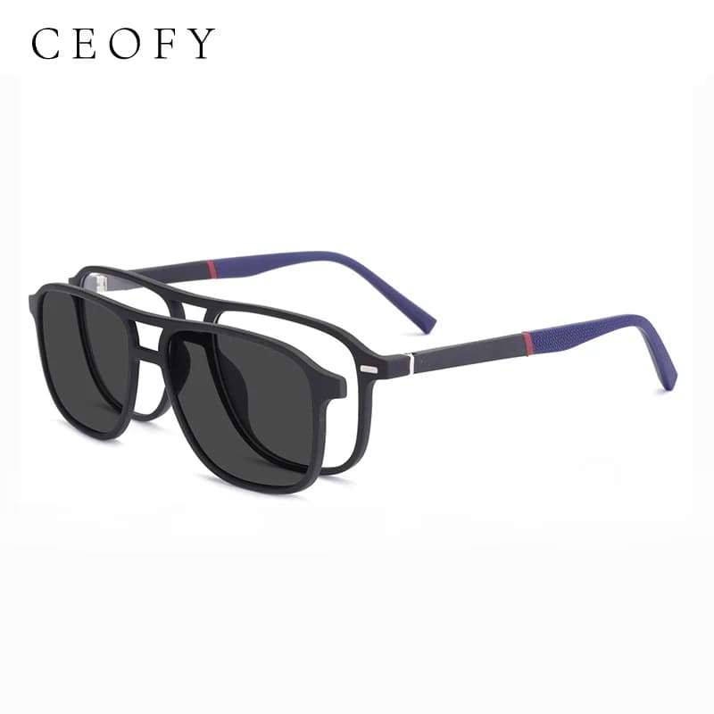 Ceofy Hommes Lunettes Cadre Optique De Mode Soleil Clip Sur Polarized Marque Conception Conduite Lun