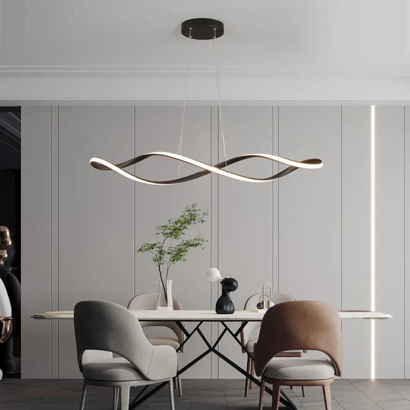 Lustre LED Moderne avec Télécommande - Hauteur Réglable 92cm & Variateur d'Intensité - Éclairage de 
