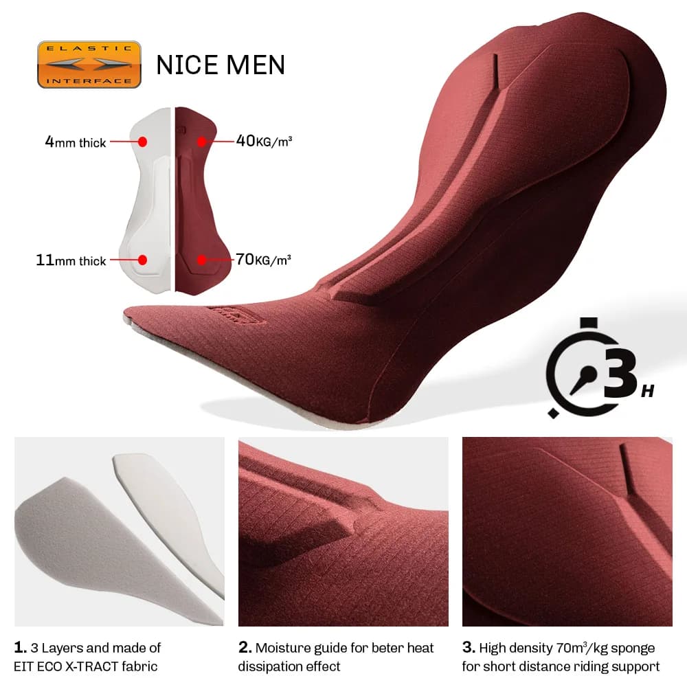 RION – cuissard de cyclisme élastique pour hommes, avec coussin d'interface, mise à niveau, collant 