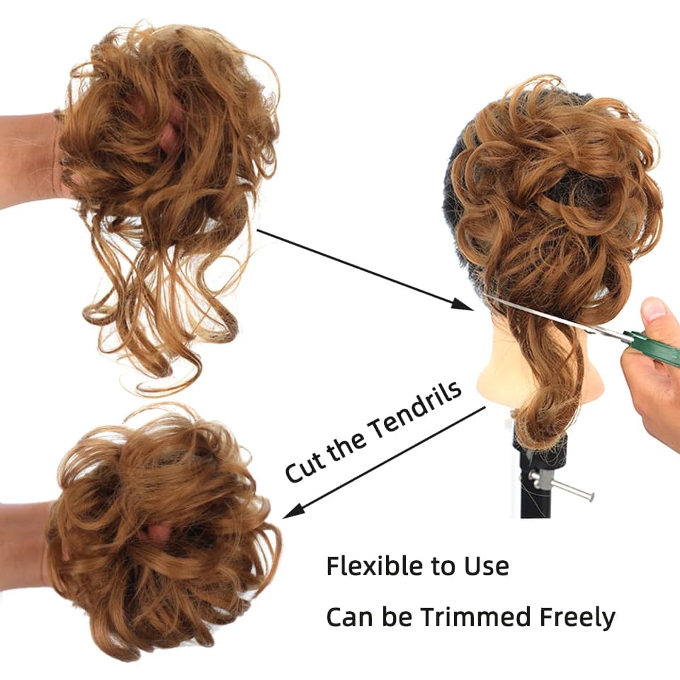 LUPU – Chignon synthétique bouclé en désordre, bandeau élastique, faux cheveux pour femmes, épingles