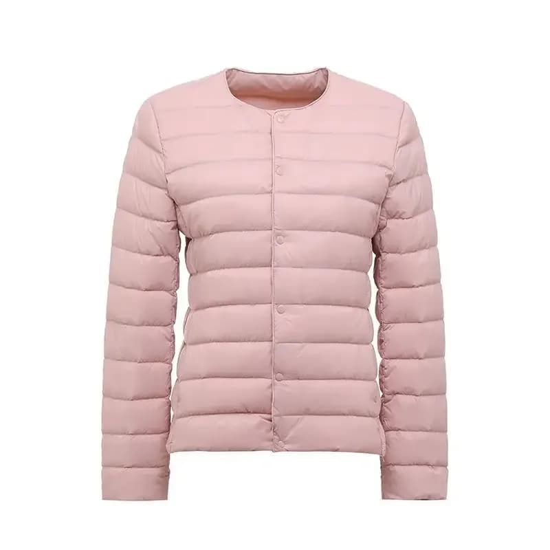 Parka en duvet de canard blanc pour femme, veste chaude, coupe couvertes, manteau sans col ultralége