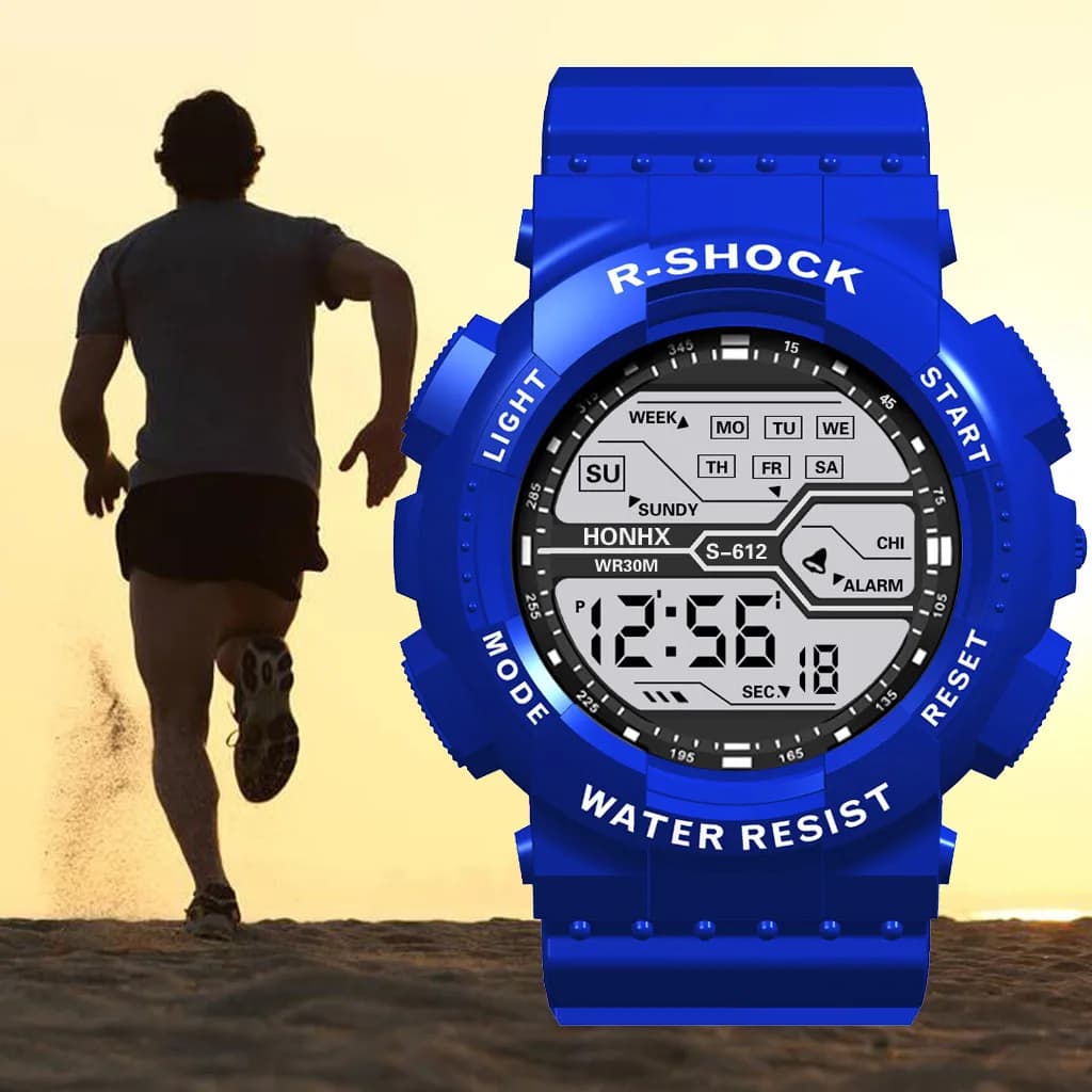 Sport de plein air hommes montre multifonction grand écran LED électronique étanche lumineux militai