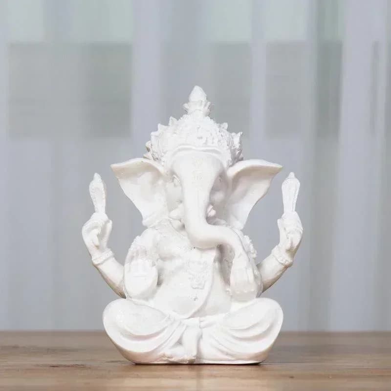 Statue d'éléphant de bouddha Ganesha en grès faite à la main, Sculpture pour la décoration de la mai