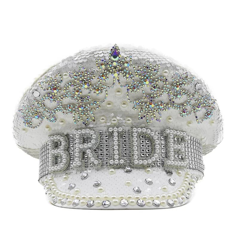 Chapeau militaire de luxe pour femmes, chapeau de luxe à paillettes brûlantes, capitaine sergent, st
