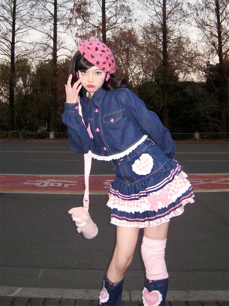 Japonais doux Lolita Mini jupes robe de bal femmes Harajuku mignon jupe en jean Style Preppy filles 