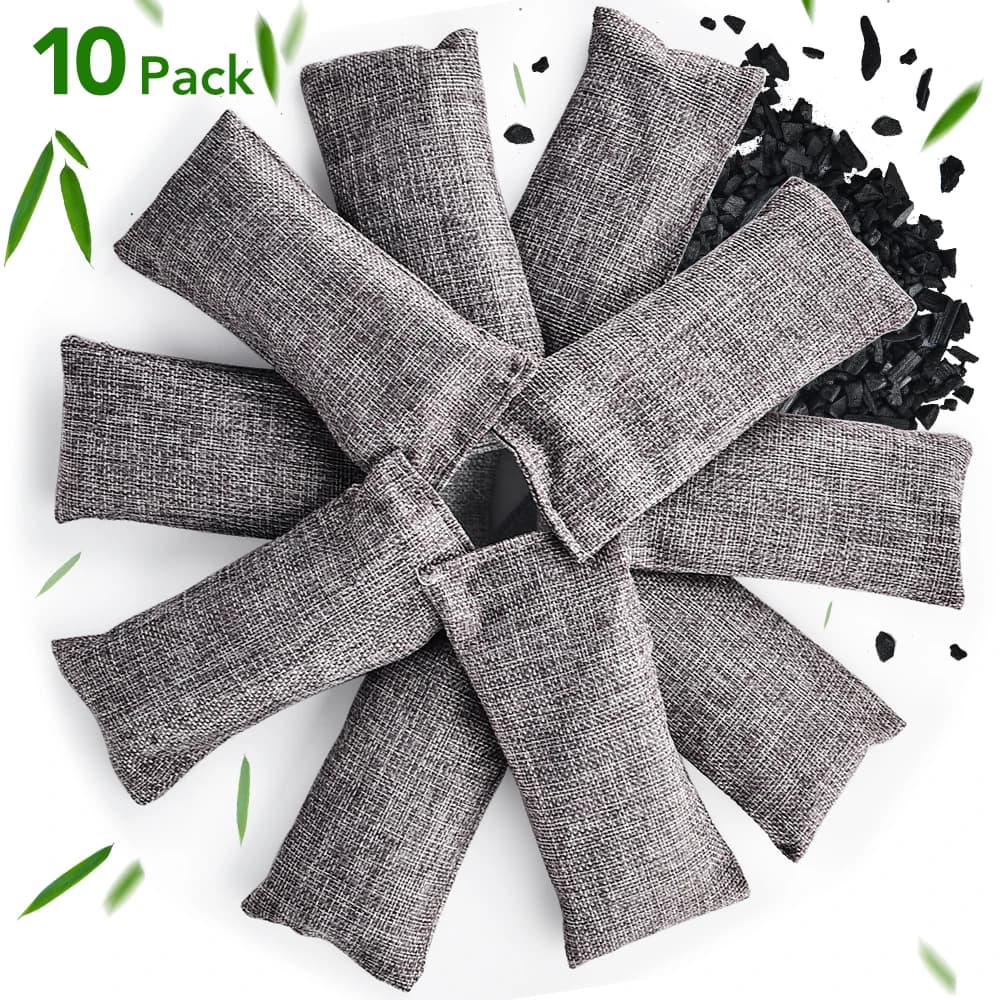 Sacs en charbon de bambou naturel, 10 pièces, purificateur d'air, charbon actif, absorbeur d'odeur, 