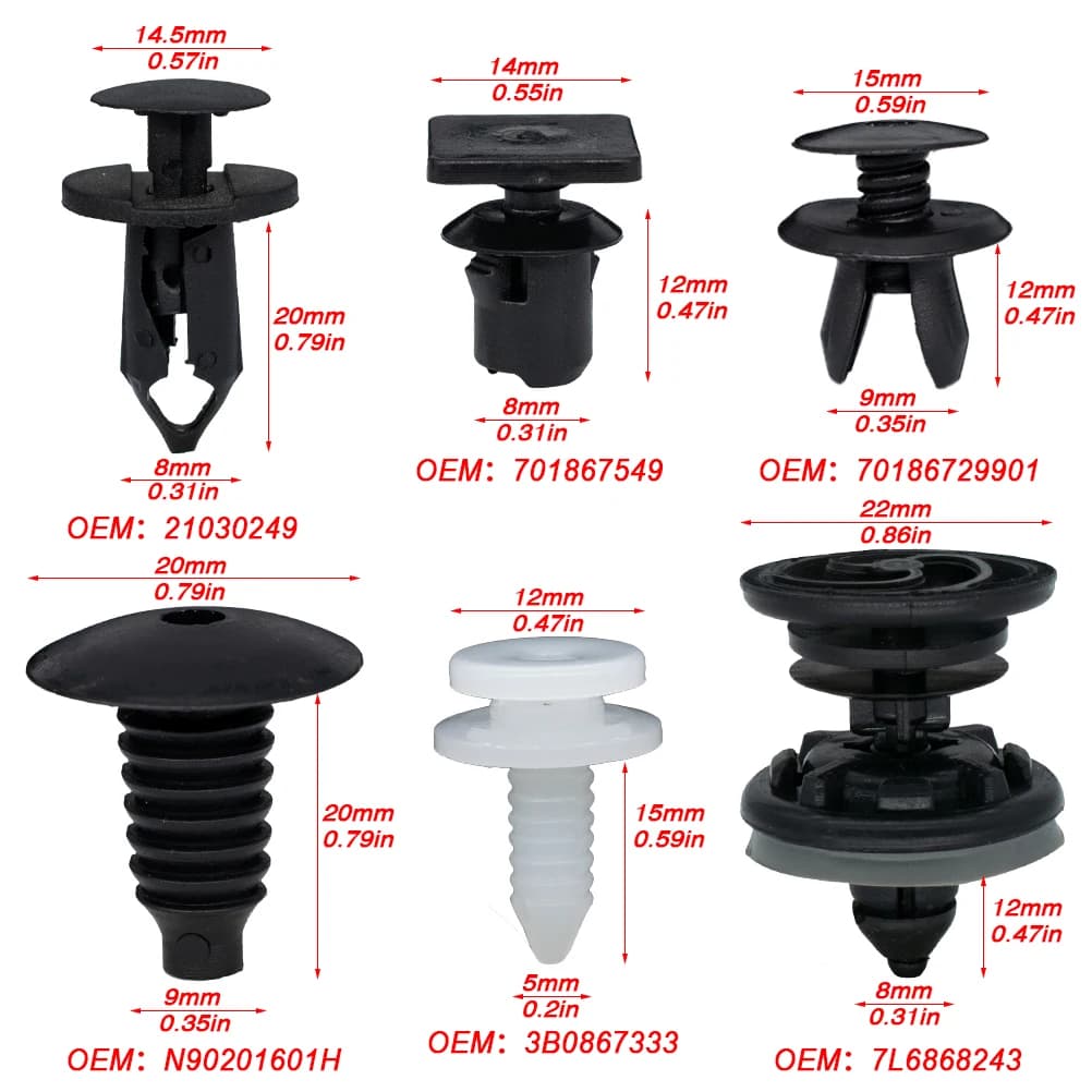 Clips de doublure de garniture de voiture, 120x, pour VW Transporter T4 T5 T6, retenue de pare-chocs