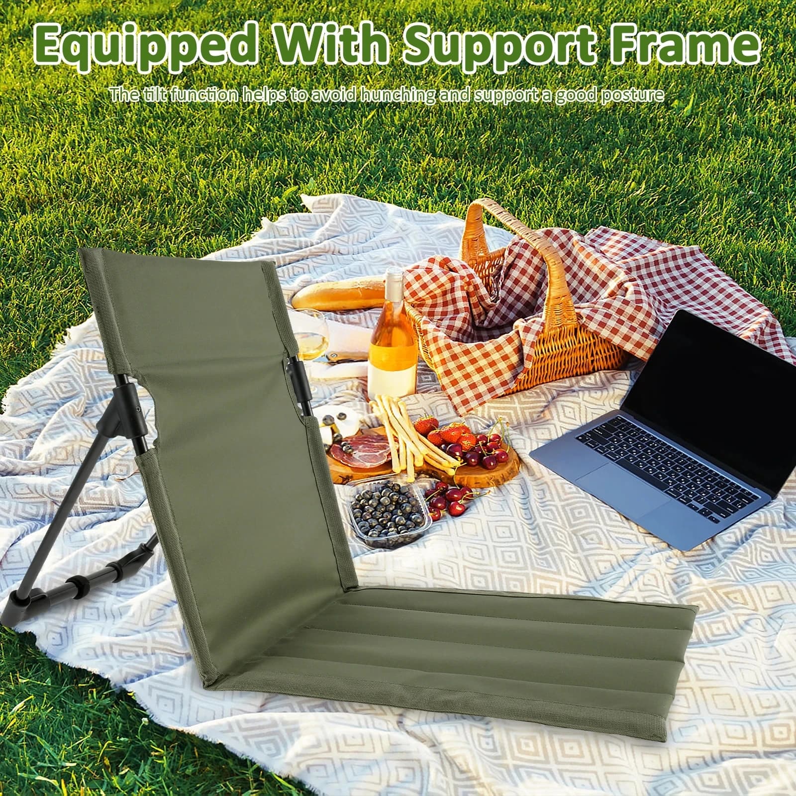 Chaise pliante de Camping en plein air, Portable, pliable, paresseux, coussin de dossier pour pêche,