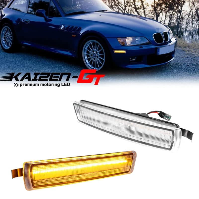 Feux de position latéraux avant de pare-chocs de voiture à LED ambre/blanc pour BMW Z3 M Coupé 1996-