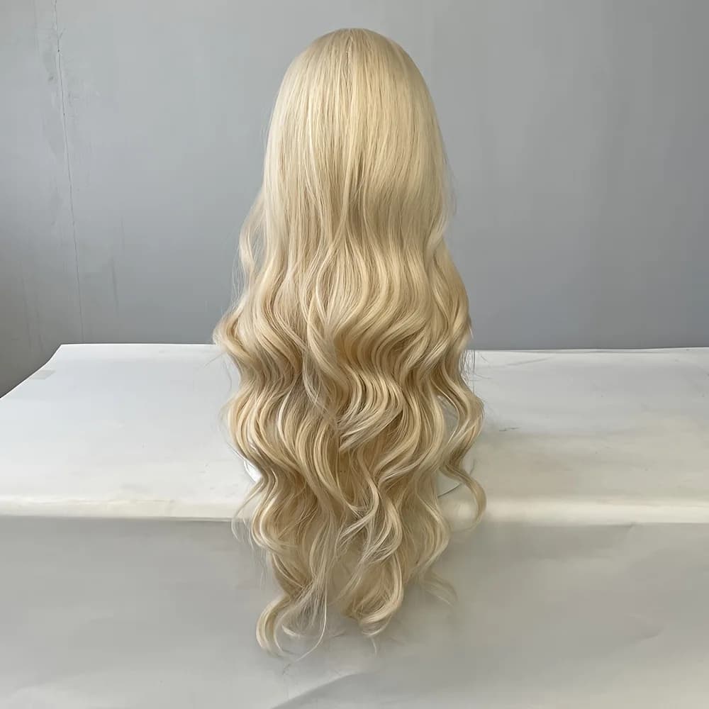 Perruque synthétique blonde pour femmes, avec grandes vagues et cheveux longs bouclés, ensemble comp