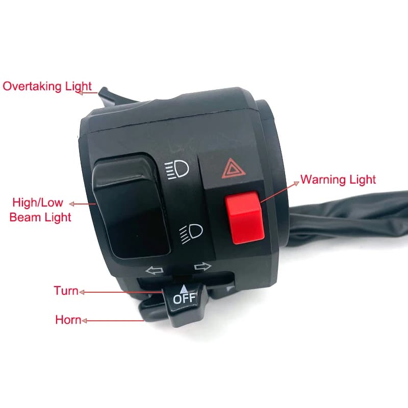 1 pièces gauche 22mm commutateurs de moto bouton de klaxon de moto clignotant voyant d'avertissement
