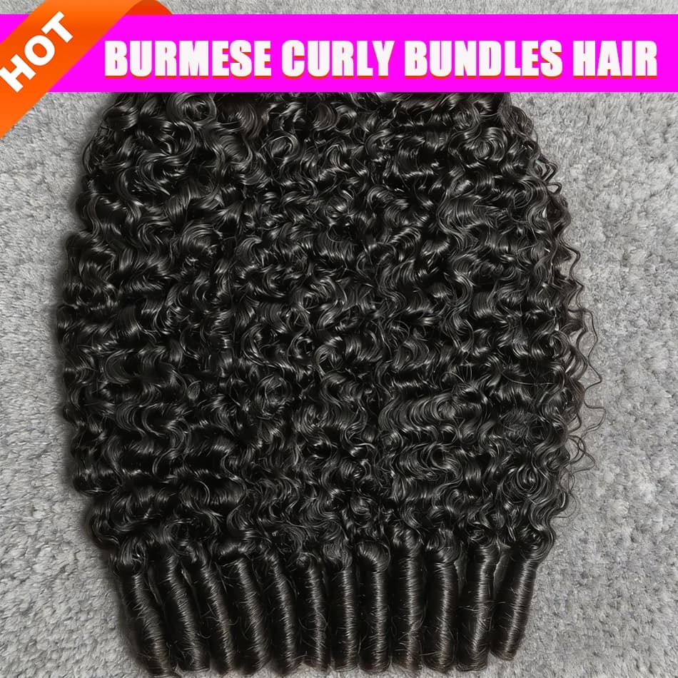 12A Extensions de cheveux bouclés birmans, mèches de cheveux humains vierges bruts non traités, tiss
