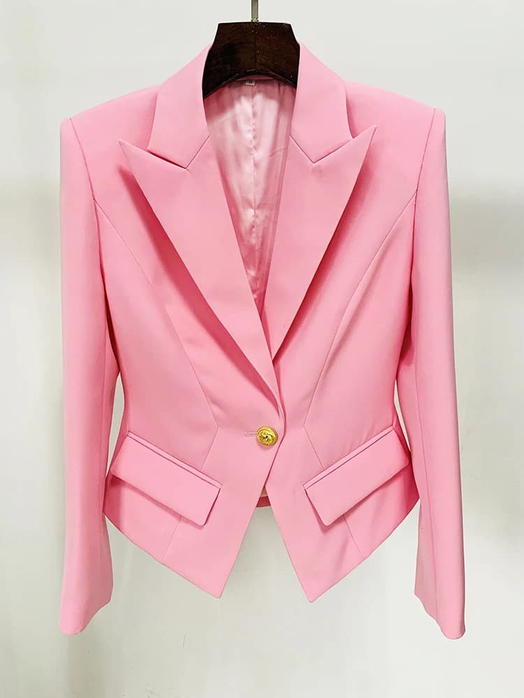 HIGH STREET Nouveauté 2026 Blazer de créateur pour femme, coupe ajustée, à bouton unique et revers