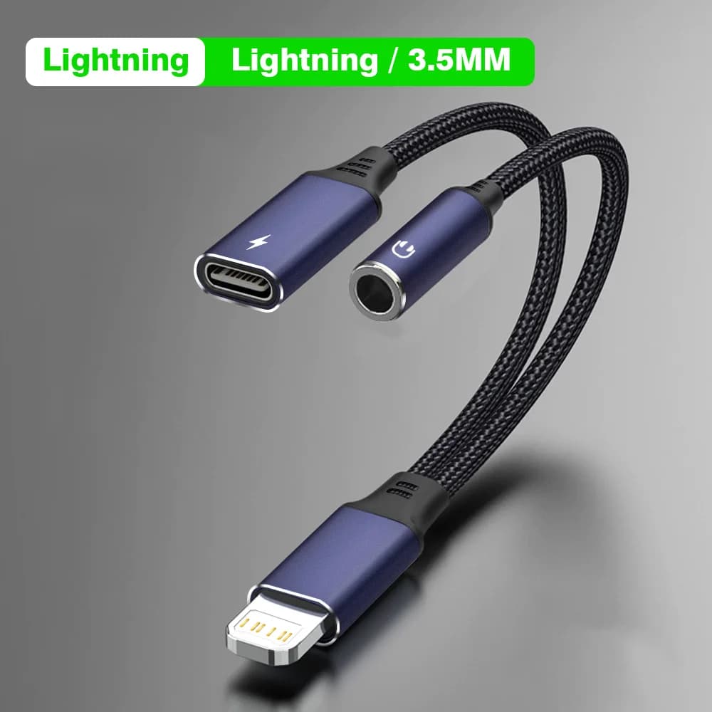 Adaptateur de chargement et Audio 2 en 1 pour iPhone Lightning vers prise casque 3.5mm, Dongle sépar